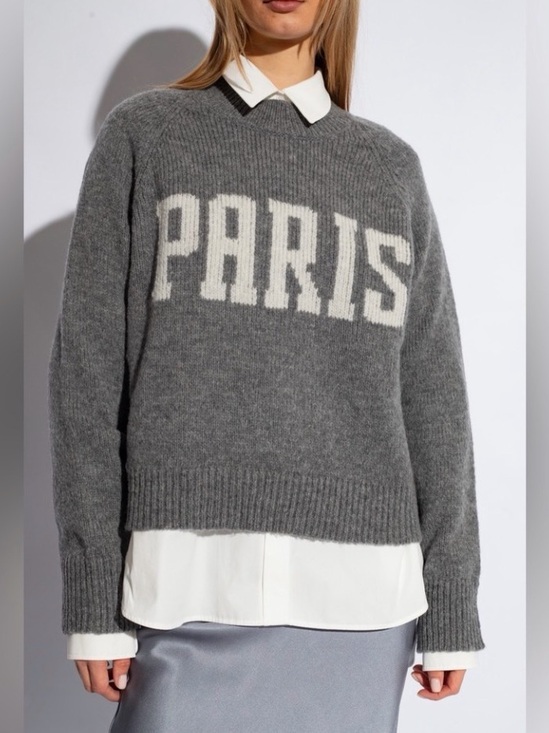 Anine Bing Sweaters - Anine Bing Kendrick Sweater University Paris In Charcoal Wool Cashmere Size S